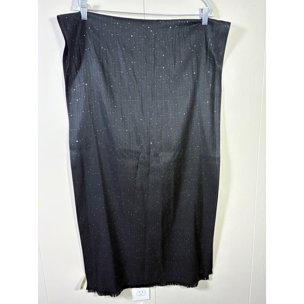 Calvin Klein Black Sparkle Knit Wrap Scarf Metallic Shimmer Shawl 74x21